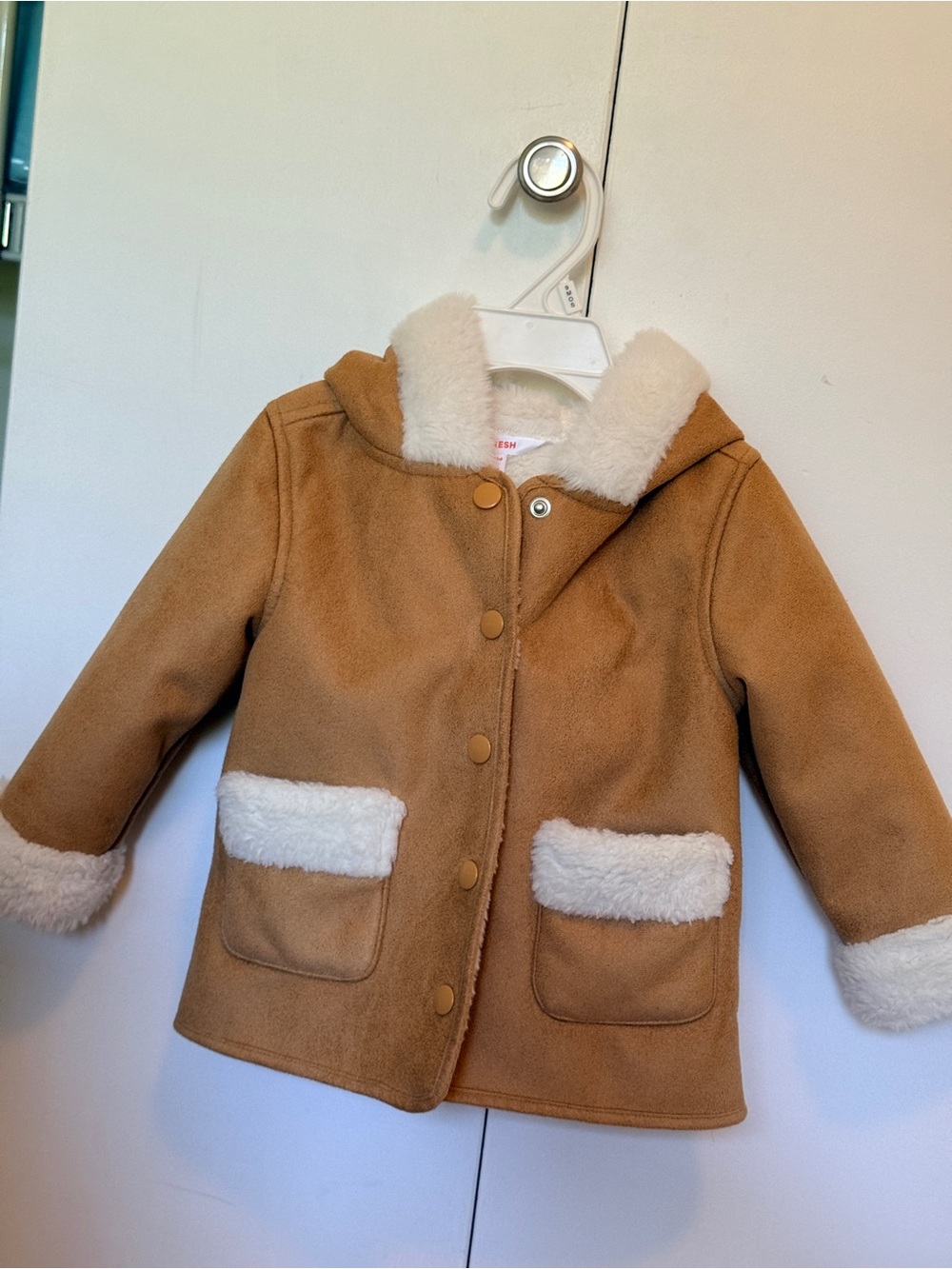 Children's Faux Shearling Hooded Coat - Camel Joe fresh 12-18m EUC